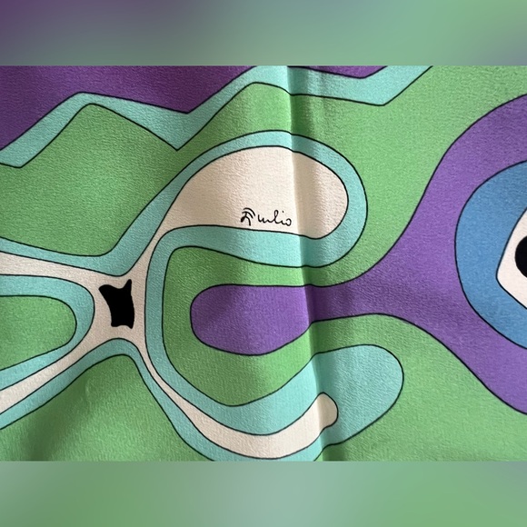 Emilio Pucci Silk Scarf in Purple and Green - Picture 6 of 7